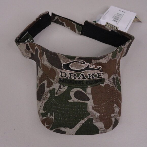 Drake Waterfowl Systems Logo Visor Old School Green Camo Outdoor Hunting NWT New - Picture 5 of 8